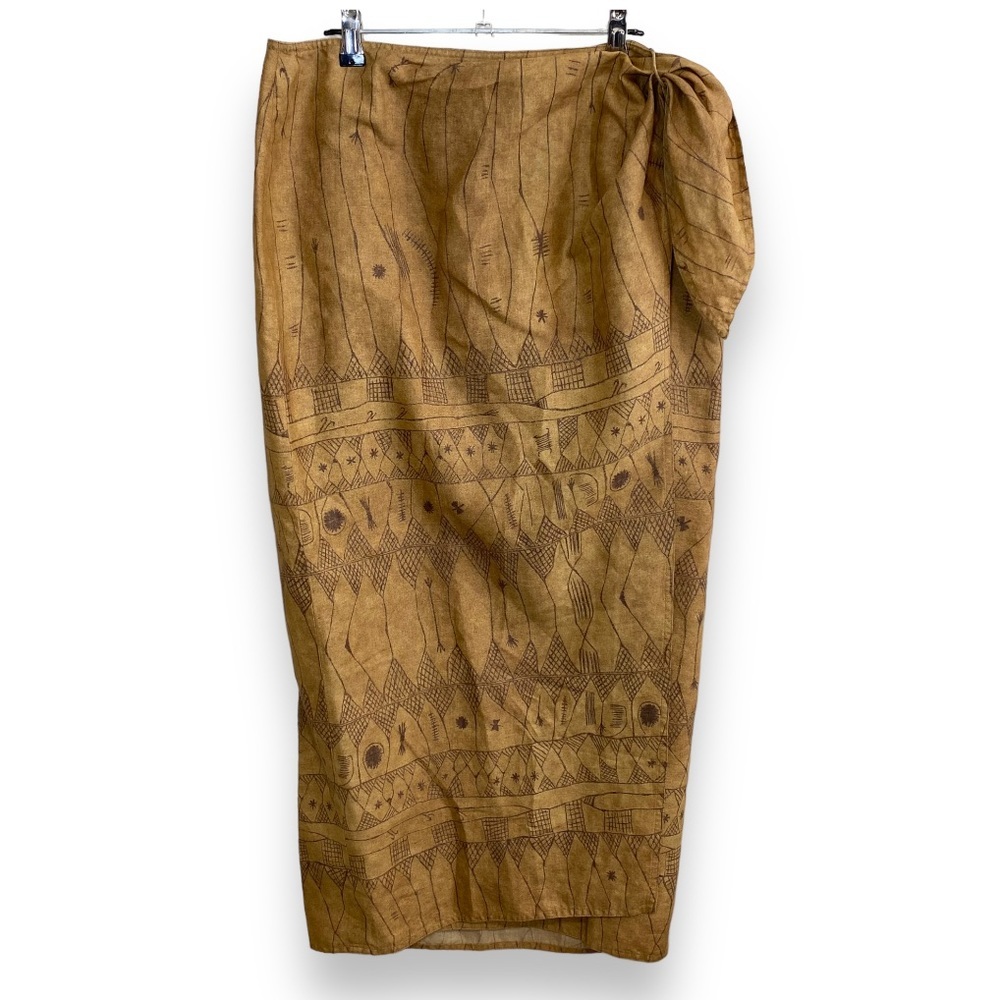 Ralph Lauren - Tan Aztec Print Midi Wrap Skirt - Size 14 NWOT - Picture 1 of 6